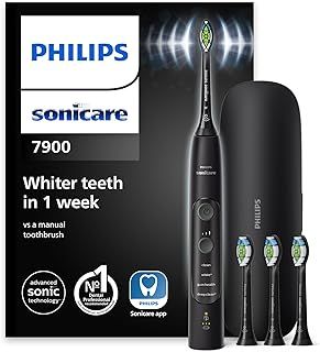 Philips Sonicare 7900 Series Electric Toothbrush, Sonic Toothbrush with App, Advanced Whitening, 4 Brushing Modes and 3 Intensity Levels, Pressure Sensor, Charging Travel Case, Black, Model HX9631/17