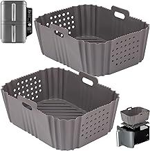 BYKITCHEN Air Fryer Silicone Liner for Ninja Double Stack XL 9.5L SL400UK, Perforated Air Fryer Liners Reusable, Airfryer Accessories for Ninja Double Stack Vertical Dual Drawer Airfryer (2 PCS)