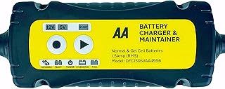 AA AA4956 Car Battery Charger Maintainer UK Plug Fully Automatic with Crocodile Clamps Eyelet Connectors As Used By AA Patrols,Black/Yellow,1.5 Amp 6 V/12 V, Packaging May Vary