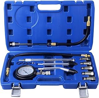 DAYUAN 11PCS Engine Cylinder Compression Tester Kit, Petrol Fuel Pressure Gauge Diagnostic Tool, Compression Tester Set for Motorcycle Engine Automotive Car