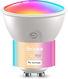 Govee Smart Bulb GU10 RGBWW, 400LM Dimmable Color Changing Light Bulbs, 64 Dynamic Scenes, WiFi Bluetooth, Work with Alexa, Google Assistant, 1 Pack