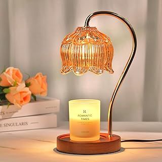 Dimmable Candle Warmer Lamp with Timer, Gifts for Women Mum, Warmer Lamp Birthday Presents, Vintage Amber Candle Heater for Scented Candle with 2 Bulbs