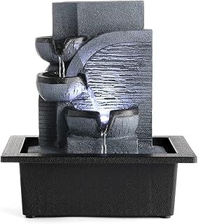 Dyna-Living Indoor Tabletop Fountain Water Fountain with LED Light and Calming Water Sound Relaxation Fountain for Home Bedroom Office Décor