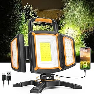SYLSAR 30W Rechargeable Work Light, 3000 Lumen Magnetic Work Light Battery Powered, Waterproof Portable Cordless Job Site Lighting for Construction Site, Workshop, Garage, Camping, and Car Repairing