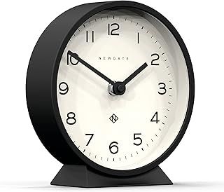 NEWGATE® M Mantel Silent Sweep Mantel Clock - 'No Tick' - A Modern Mantelpiece Clock - Small Clock Mantel Clocks - Minimalist Dial - (Black)