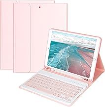 HOTLIFE Keyboard Case for iPad 10.2 Inch 9th Generation 2021/iPad 2020(8th Gen)/2019 (7th Gen)/Air 3 2019/ipad Pro 10.5 inch, Built-in Pen Holder and Detachable Bluetooth Keyboard(Pink)