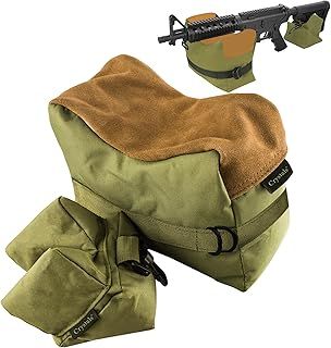 2PCs Shooting Rest Bags Outdoor Rest Front + Rear Support Sand Bag Stand Holders - Durable Construction and Water Resistance for Rifle Hunting- Self Filled