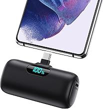 Feob Power Bank USB C 5000mAh,15W PD 3.0A Fast Charging Portable Charger Mini Power Bank LCD Display Battery Pack Compatible with iPhone 16/16 Pro/16 Plus/15 Series,Samsung S23/S22,USB C Phones etc