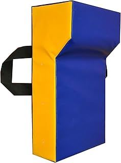 Rugby - Professional Grade Tackle Wedge Hit Shield Pad - Heavy Duty PVC/High Density Foam - Blue & Yellow - 60cm x 35cm x 12.5cm