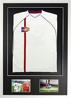 DIY Adult 3D Mounted + Double Aperture Sports Shirt Display Frame for Football Shirt, Rugby Shirt, Band T-Shirt Shadow Box - 61 x 91.5cm - White Frame, Black Mount, Black Backing Card