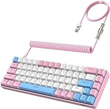 T8 60% Gaming Keyboard,68 Keys Compact Mini Wired Mechanical Keyboard with 18 Chroma RGB Backlit,Blue Switch,USB C Coiled Keyboard Cable,for PC,Laptop,Mac,PS4,XBOX-Pink