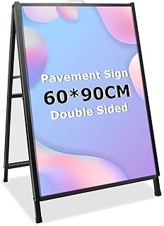 STANDNEE Pavement Sign, A Frame Sign Board Outdoors, Double Sided A-Board for Advertising, A Boards Pavement Signs, 60 * 90CM, Black