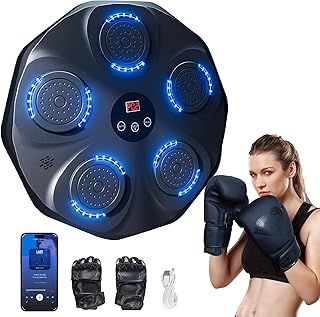 FTJKGH Smart Music Boxing Machine, 9-Levels Speed Music Punching Boxing Machine Wall Mounted Bluetooth Connection with LED Light, Musical Machine with Boxing Gloves Training Equipment for Adult