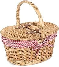 Child's Lined Oval Lidded Picnic Basket
