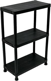 Oypla 3 Tier Black Plastic Heavy Duty Shelving Racking Storage Unit