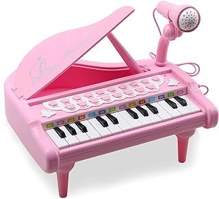 AmyBenton Kids Piano - Toddler Pink Piano for Girls - Baby Piano Keyboard for 3+ Year Old - 24 Keys Electronic Toy Piano for Kids with Microphone