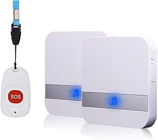 Home Safety Patient Alert Alarm System Wireless Alarm Emergency Call Button Plug-in Elderly Monitor Caregiver Personal Pager for Elderly Kids (1 to 2 white)