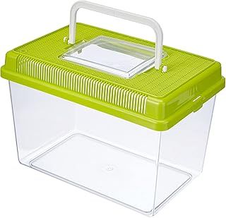 Ferplast Plastic Fish Aquarium GEO Medium Tank 2,5 L Small Animal Container Aquarium Terrarium Insects Turtles, Plastic, Ventilation Grills, Handle for Easy Transport, 23,2 x 15,3 x h 16,6 cm Green
