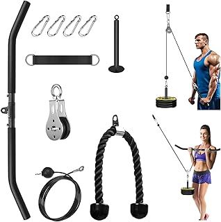 FASPUP Cable Pulley System Home Gym, Lat Pull Down Pulley System Cable Machine Attachments for LAT Pull Down, Arm Back Shoulder Workout