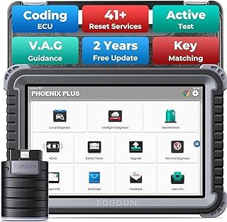 TOPDON Car Diagnostic Tool Phoenix Plus Advanced ECU Coding, OE-level all System Diagnostic Scanner with 41+ Reset Service, Guided Function, Bi-Directional scan tool, FCA AutoAuth, Android 10.0