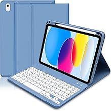 Keyboard Case for iPad 10th Generation 2022/A16 11th Generation 2025(10.9/11 inch), Slim 10.9 inch Case with Bluetooth Detachable UK Layout Keyboard with Pencil Holder for ipad 11/10Gen-Blue