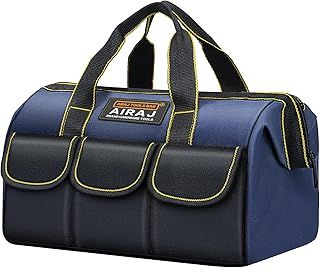 AIRAJ 14-Inch Small Tool Bag,Multi-pockets Tool Organiser With 600D Fabric,Light Weight And Easy to Carry,Wide Open Mouth Storage Bag For Home, Work, DIY