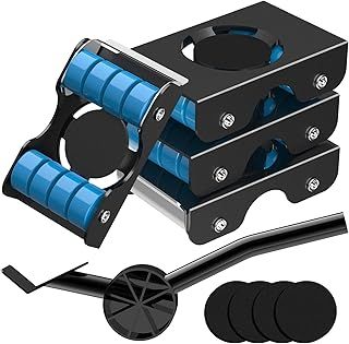 NIUXX Furniture Transport Roller Set, Upgrade Furniture Lifter Mover Tool-4 Metal Sliders with 8 Wheel Each for Easy Moving, Appliance Roller Dolly for Sofa, Fridge, Washer, Load Capacity Up to 350kg