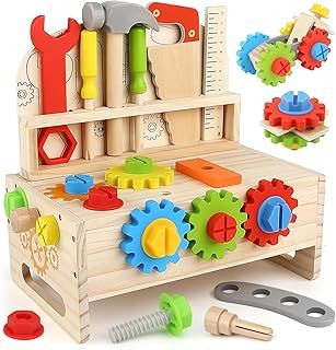 Vanplay Wooden Toys Kids Tool Set Pretend Play Toy Kids Tool Kit Kids Toys for 3 4 5 Years Old Boys Girls Gifts (53 PCS)