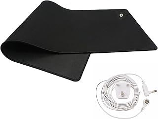 Grounding Mat for Foot Bed Computer 25x65cm Earthing Universal Pad with 4.6m Grounded Cord Therapy Better Sleep, Reduce Stress, Improve Balance, Flexibility, Black, 25x65 cm