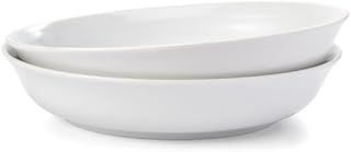 KODAAComptoir de Famille Set of Two 22cm Deep Plates - White Porcelain - Stylish, Durable & Versatile - Suitable for Everyday Use - Dishwasher Safe