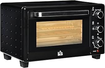 HOMCOM Mini Oven, 21L Countertop Electric Grill, Toaster Oven with Adjustable Temperature, Timer, Baking Tray and Wire Rack, 1400W, Black