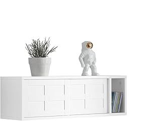SoBuy Wall Cabinet Cupboard Wall Shelf Rack with Sliding Doors White W75 x D20 x H23cm FHK18-W