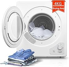 4KG Compact Vented Tumble Dryer, FOHERE Freestanding Table top Dryer with 5 Heat Settings, Stainless Steel Tub