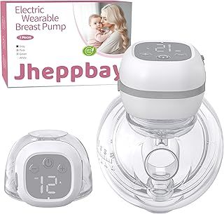 Jheppbay Double Electric Breast Pumps - 12 Levels & 3 Modes Wearable Breast Pump Hands Free BPA Free with LCD Display, Painless Low Noise Portable Wireless Breast Pump with 21mm/24mm Flanges