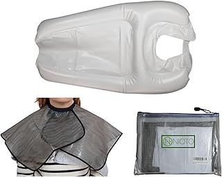 Inflatable Hair Washing Tray with Protective Cape and Storage Bag, Portable Shampoo Bowl Sink in Bed or on Wheelchair for Handicapped, Pregnant or Seniors for Hair, Washing Dyes Cuts