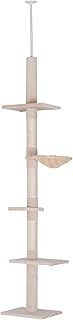 PawHut Floor to Ceiling Cat Tree for Indoor Cats 5-Tier Kitty Tower Beige