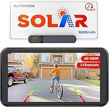 AUTO-VOX Solar Wireless Reversing Camera 5" 1080P Monitor: 5000mAh Battery 2 Mins DIY Installation & 2 Split Screen Reverse Cameras Kit, IP69K Waterproof Reversing Camera for Car Van SUV Truck Trailer