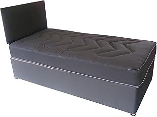 Black Divan Bed Including Deep Quilt Mattress and Headboard kids children (Available in 2'6 Small Single - 3'0 Single) (3'0x6'3 Single)