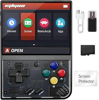 Whatsko Miyoo Mini Plus Handheld Game Console, Miyoo Mini+ Retro Console Portable 64GB and Supports WiFi, Cortex-A7 Linux System 3.5 Inch IPS Screen 3000 mAh Pocket Game Video Console (Black)