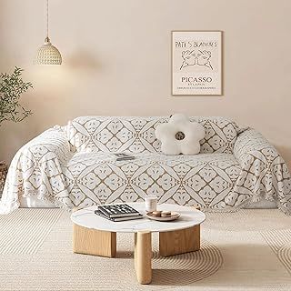 SHANNA Sofa Cover for 3 Seater, Chenille AB Sided Slipcover for Corner Sofa, All-Season Protection Couch Cover for Dogs, Couch Protector Loveseat Covers Futon Cover L Shaped Sofa Cover with Tassel