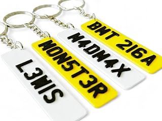 Fiona's Favourites Personalised UK Registration Number Plate Keyring, Customisable Car Keys, Drive Safe Keychain, Number Plate Keychain, Gift For Dad, Stocking Filler Secret Santa Gift
