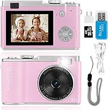 Digital Camera,Selfie Camera 1080P Digital Video Camcorder Front and Rear Dual Cameras with 2.7" LCD,32GB Card, Camera for Kids Teen Students Seniors Beginner (Pink)