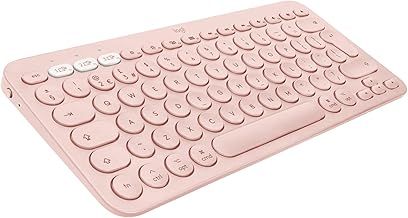Logitech K380 Multi-Device Bluetooth Keyboard for Mac with Compact Slim Profile, Easy-Switch up to 3 Devices, Scissor Keys, 2 Year Battery, macOS/iOS/iPadOS, QWERTY UK English Layout - Rose, Pack of 1