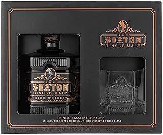 The Sexton Single Malt Irish Whiskey 70cl & Branded Tumbler Glass Gift Pack