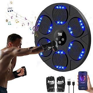 LPQKCcY Music Boxing Machine, Smart Musical Boxing Machine with Gloves, Punching Machine Wall Mounted with Led Light & Bluetooth, Music Punch, Boxing Equipment for Kids and Adults