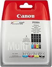 Canon CLI-551 C M Y BK Pack of 4 cartridges (Black Cyan Magenta Yellow) Genuine Canon (Plastic Pack )