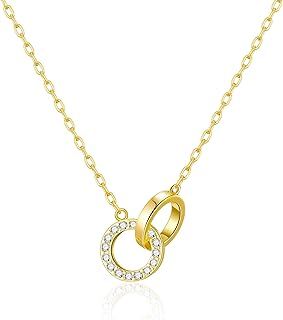 Philip Jones Gold Plated Circle Link Necklace Created with Zircondia® Crystals
