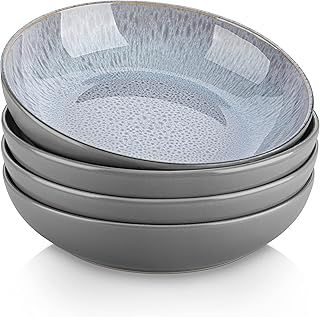 vancasso Bonita Pasta Bowls 38 oz, Large Ceramic Salad Bowls, Pasta Bowl Set of 6, Microwave & Dishwasher Safe Soup Bowls, Serving Bowls, Cool Colors