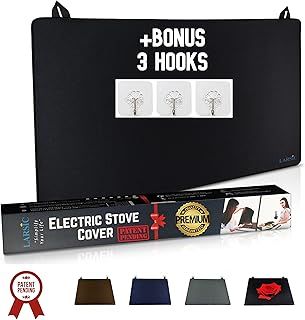 Larsic Hob Foldable Cover Protector for Induction Ceramic Electric Glass Hob Cover Protecting Cooker Top from Scratches Dirt Anti Slip, Waterproof, Gives Extra Work and Storage Space – Beige 91x53 cm