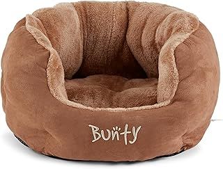 Bunty Polar Dog Bed & Cat Bed, Small | Cosy Fluffy Fleece Calming Dog Bed | High Wall Snuggle Anti Anxiety Dog Bed | Washable Bed & Cushion for Puppy, Small to Large Pets - Brown